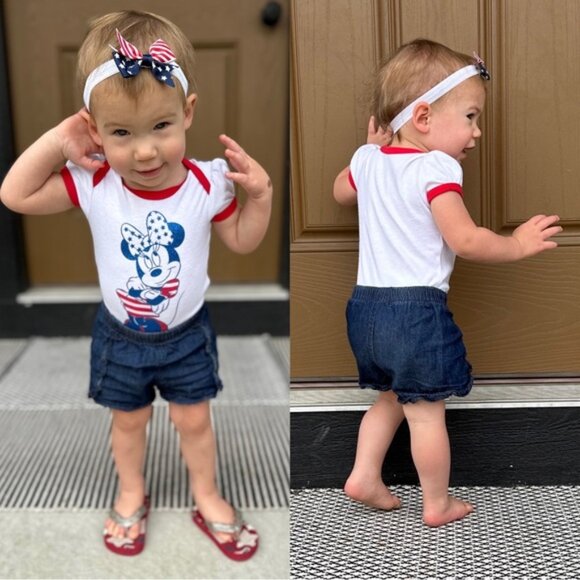 Disney Baby | Red, White & Blue, Minnie Mouse July 4th Onesie | Size 0-3 Months - Picture 1 of 7